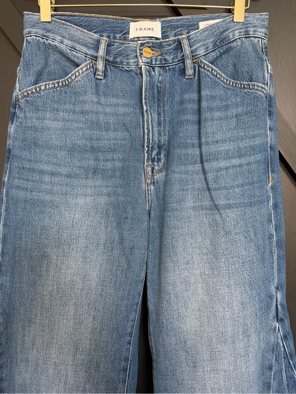 FRAME Le Baggy Palazzo Jeans in Seafarer, Size 26 - Picture 7 of 13